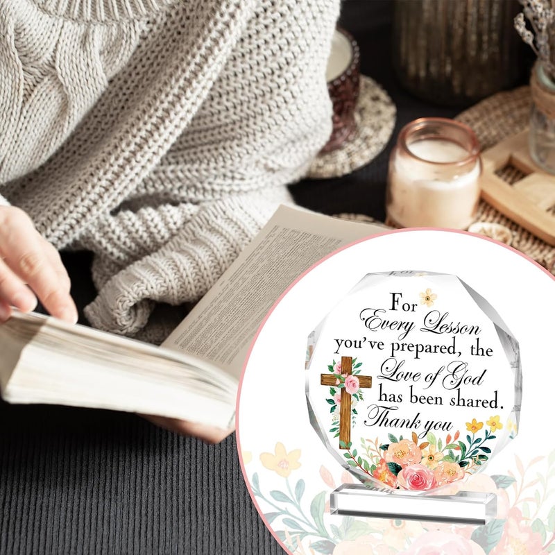 Perthlin Acrylic Teacher Appreciation Gifts for Women Teacher Christmas Gifts Thank You Teachers Gift from Student Retirement Present for Office Desk Paperweight Keepsake Decor(Lovely Nonagon) - Image 4